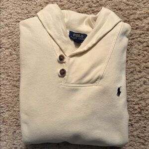 Polo Ralph Lauren Cream Shawl Collar Sweatshirt Boys Size Large 14-16